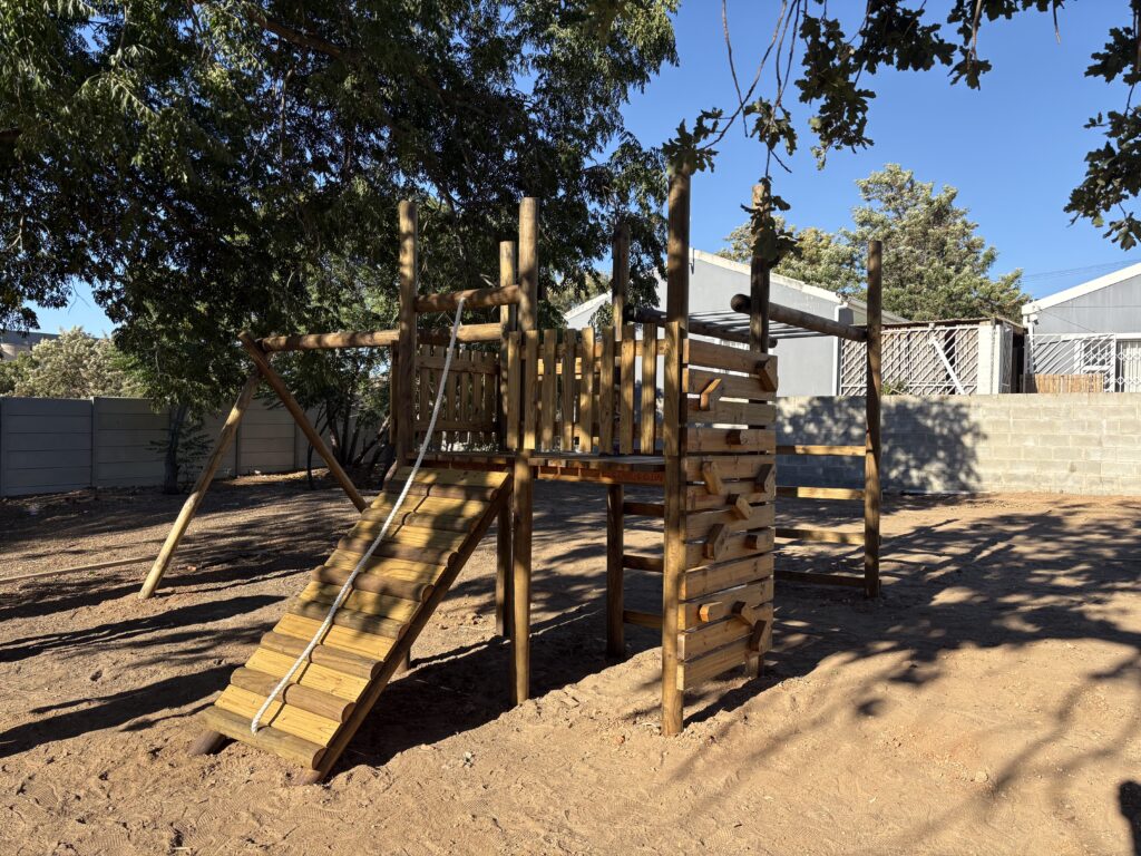 Wooden Jungle Gym Kids Play Area Monkey Bar Swing