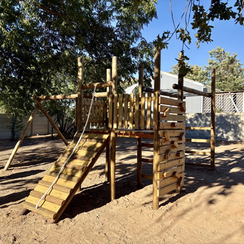 Wooden Jungle Gym Kids Play Area Monkey Bar Swing